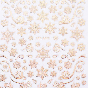 3Pcs Classic Golden Rose Elk Snowflake Christmas Nail Art Decoration Water Transfer Sticker Decals Nail Accessories