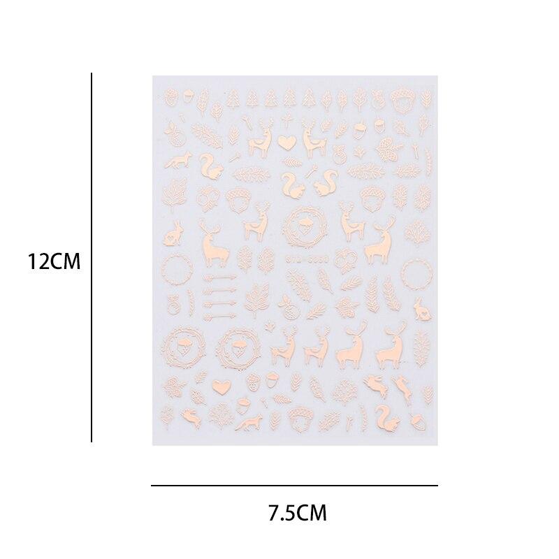 3Pcs Classic Golden Rose Elk Snowflake Christmas Nail Art Decoration Water Transfer Sticker Decals Nail Accessories