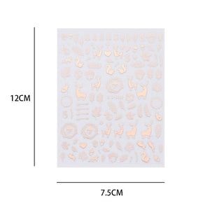 3Pcs Classic Golden Rose Elk Snowflake Christmas Nail Art Decoration Water Transfer Sticker Decals Nail Accessories