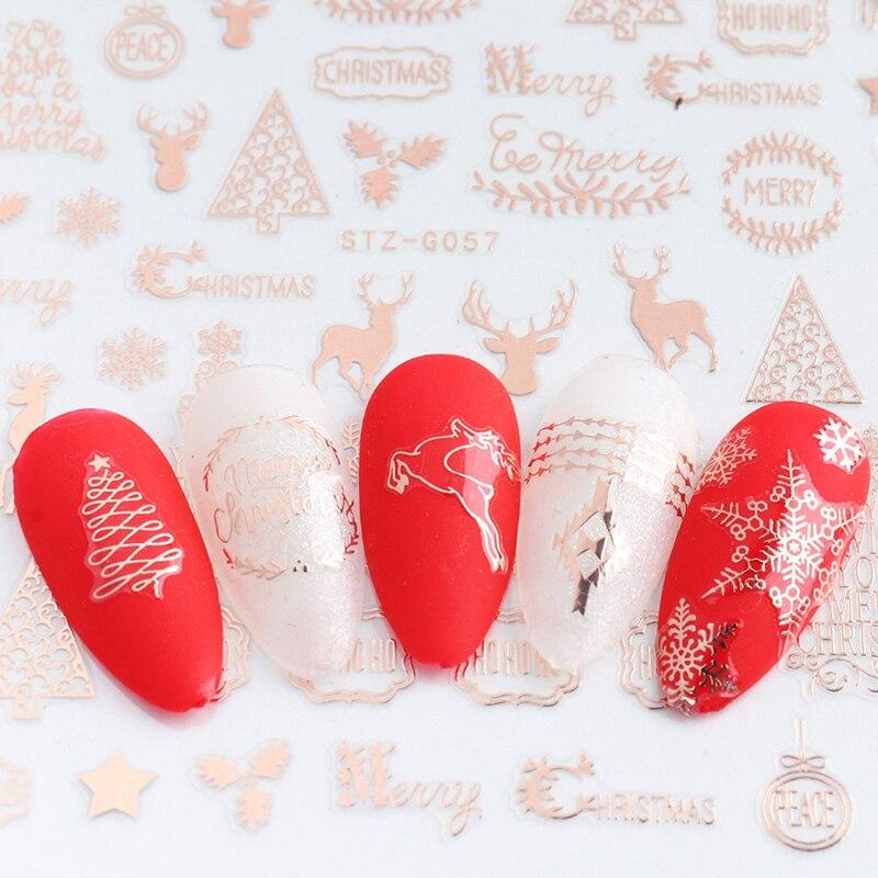 3Pcs Classic Golden Rose Elk Snowflake Christmas Nail Art Decoration Water Transfer Sticker Decals Nail Accessories