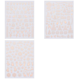 3Pcs Classic Golden Rose Elk Snowflake Christmas Nail Art Decoration Water Transfer Sticker Decals Nail Accessories
