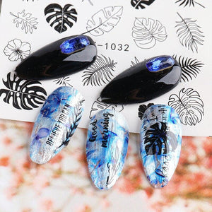 4Pcs/Set Human Face Black Line Art Decoration Water Transfer Sticker Decals Nail Accessories