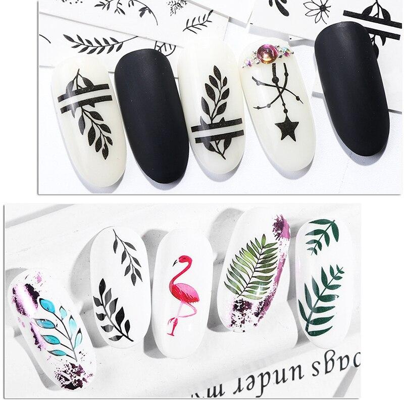 68Pcs/Set Floral Flower Leopard Eye Butterfly Rainbow Nail Art Decoration Water Transfer Sticker Decals Nail Accessories