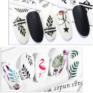 68Pcs/Set Floral Flower Leopard Eye Butterfly Rainbow Nail Art Decoration Water Transfer Sticker Decals Nail Accessories