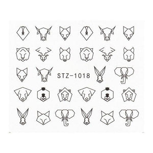 8Pcs/Pack Classic Human Face Black Line Art Decoration Water Transfer Sticker Decals Nail Accessories
