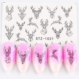8Pcs/Pack Classic Human Face Black Line Art Decoration Water Transfer Sticker Decals Nail Accessories