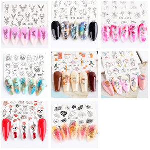 8Pcs/Pack Classic Human Face Black Line Art Decoration Water Transfer Sticker Decals Nail Accessories