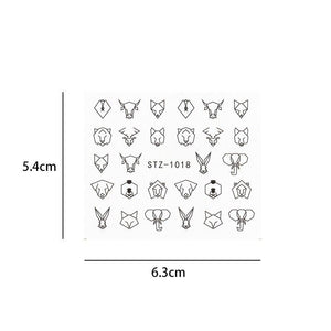 8Pcs/Pack Classic Human Face Black Line Art Decoration Water Transfer Sticker Decals Nail Accessories