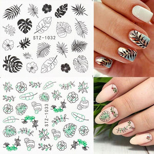 8Pcs/Pack Classic Human Face Black Line Art Decoration Water Transfer Sticker Decals Nail Accessories
