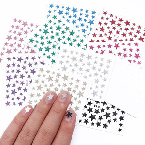 9Pcs/Pack 3D Laser Star Glitter Effect Nail Art Decoration Water Transfer Sticker Decals Nail Accessories
