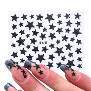 9Pcs/Pack 3D Laser Star Glitter Effect Nail Art Decoration Water Transfer Sticker Decals Nail Accessories