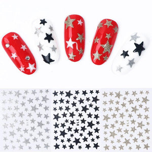 9Pcs/Pack 3D Laser Star Glitter Effect Nail Art Decoration Water Transfer Sticker Decals Nail Accessories