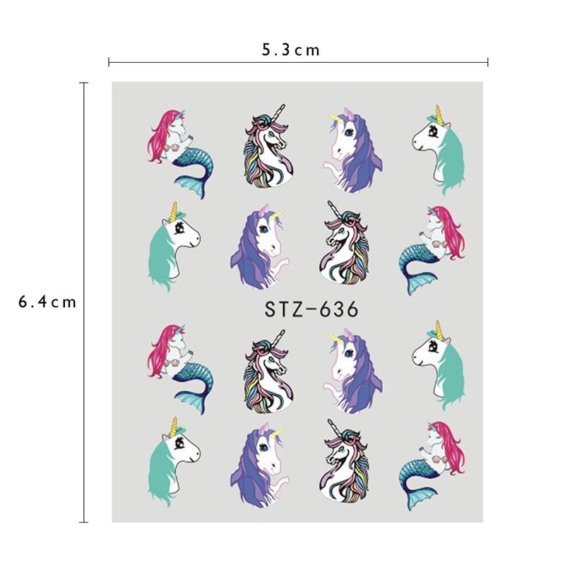 9Pcs/Pack Unicorn Nail Art Decoration Water Transfer Sticker Decals Nail Accessories
