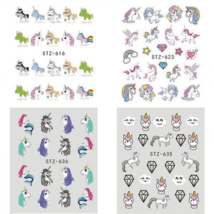 9Pcs/Pack Unicorn Nail Art Decoration Water Transfer Sticker Decals Nail Accessories